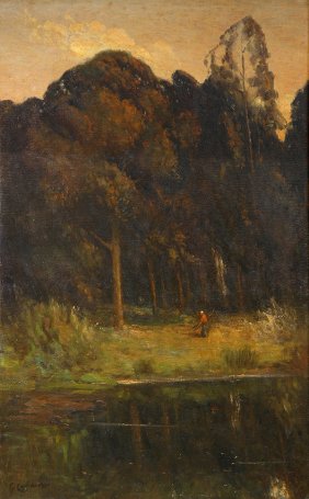 "Eucalypti,"  by Giuseppe Cadenasso (1858-1918), oil on canvas, 48 x 31"