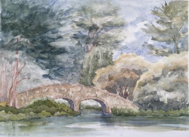 Rustic Bridge, Stow Lake (watercolor by Heath Massey)